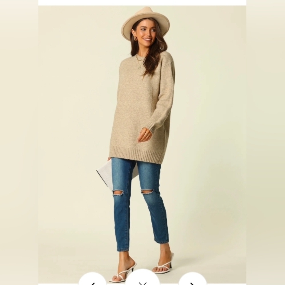Seta T Women's Sweaters Long Sleeve Crewneck Cozy Oversized Sweater Loose Fit